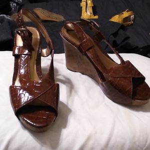 Brown wedge sandals